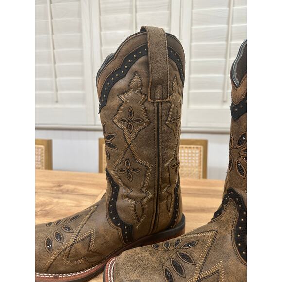 Laredo Women's Bouquet Western Performance Boots Brown Leather Sz 8 Lightly Worn - Picture 16 of 16